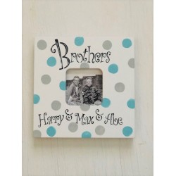 3x3 Square Frame Chocolate and Blue Polkadots